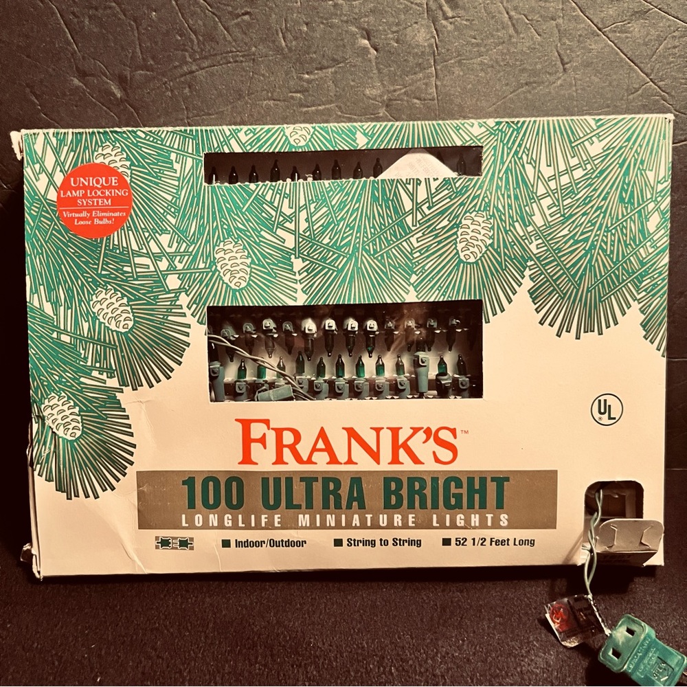Vintage FRANKS 100 Ultra Bright Christmas Lights Green New
